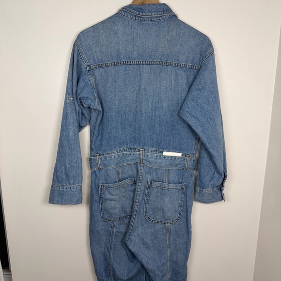 Jonathan Simkhai Beck Denim Jumpsuit Women's Size 6 Casual Belt Revolve Utility - Picture 5 of 9